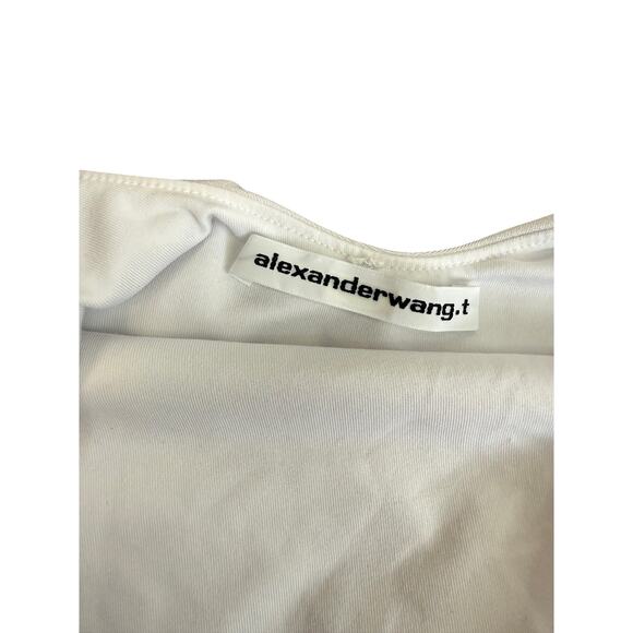 Alexander Wang Scoop Neck Low Back Stretch Tank Top Dress White Logo Flag XS - Picture 3 of 4